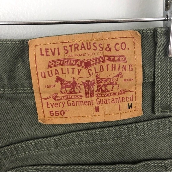 Levi's Cargo Green Denim 550 Shorts Size 6 Petite - Picture 7 of 14